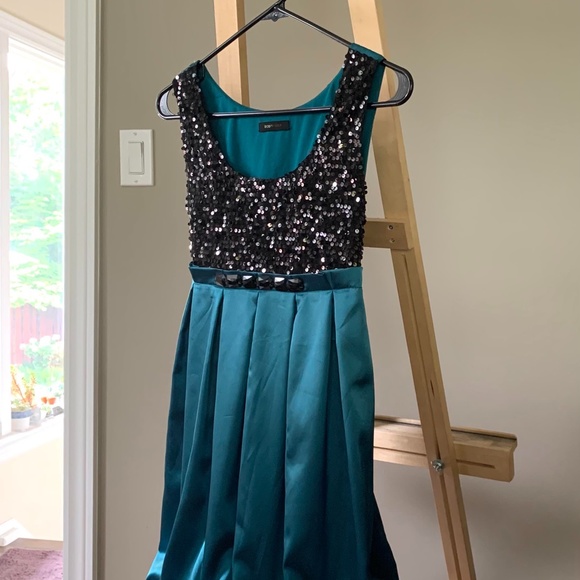 BOBOYUKA - BLACK+TEAL color prom dress - Picture 7 of 11